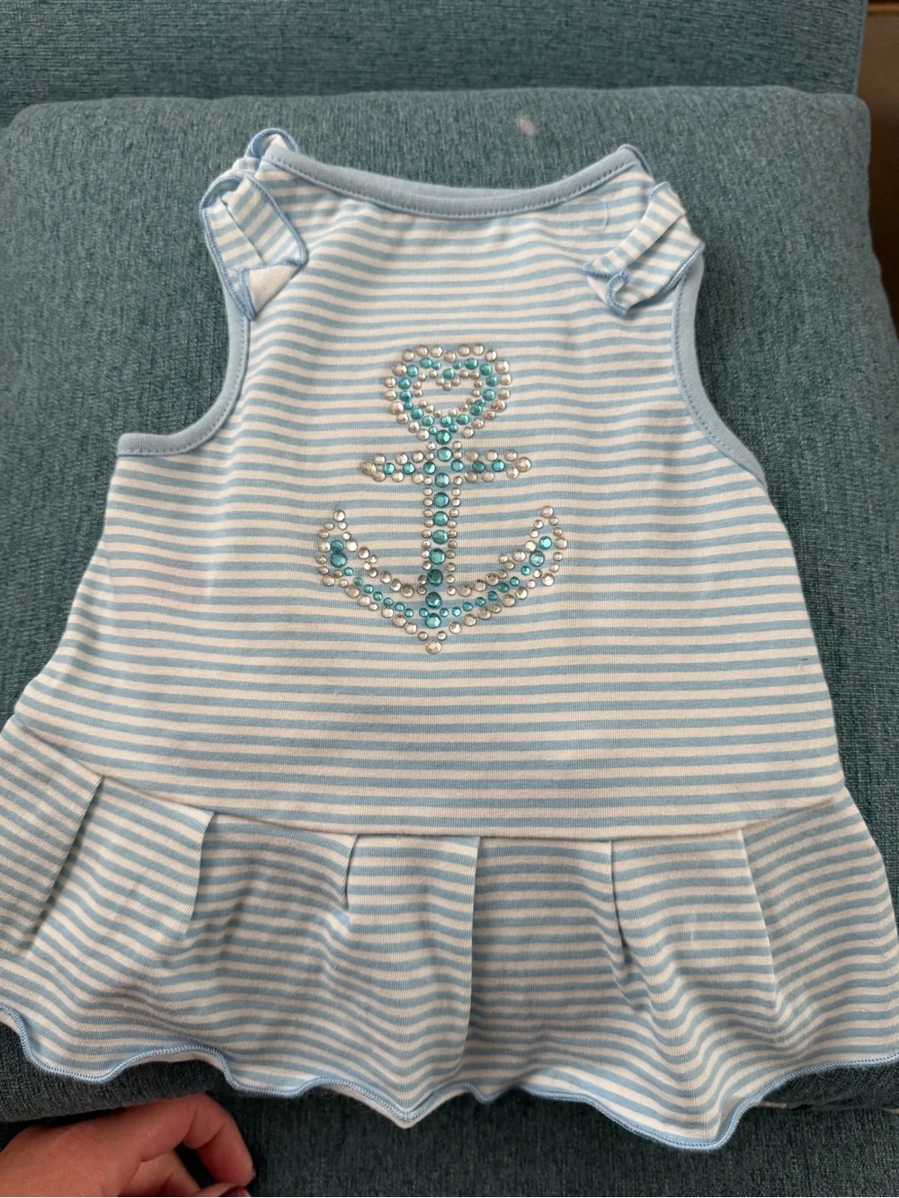 Striped Blue & White Toddler Anchor Dress